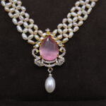 Classic Hyderabadi Soft Pink Pearl Necklace - Image 5