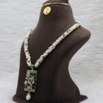 rich green stones & majestic design Pearl Necklace - Image 3
