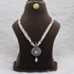 soft pink gemstones Pearl Necklace - Image 2