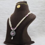 soft pink gemstones Pearl Necklace - Image 3