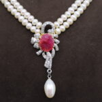 CZ Blossom Pearl Necklace - Image 5