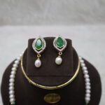 CZ Green Pendant Pearl Necklace - Image 5