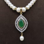 CZ Green Pendant Pearl Necklace - Image 4