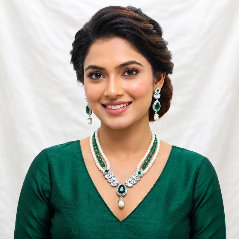 Shop Latest Pendant Pearl Necklace Set Collection For Women