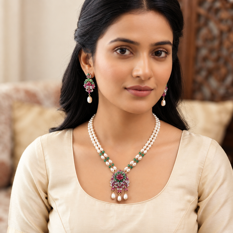 Buy Beautiful Pearl Jewellery Set for Weddings Online