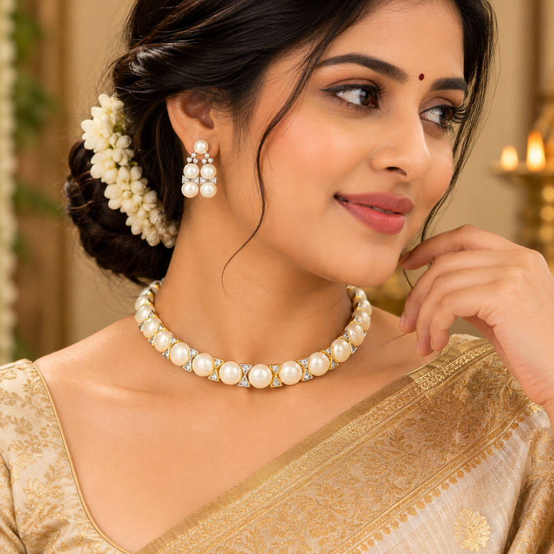Buy pearl choker set online. Shop original pearl shop in hyderabad